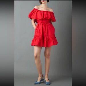 Elegant Red Ruffle Dress